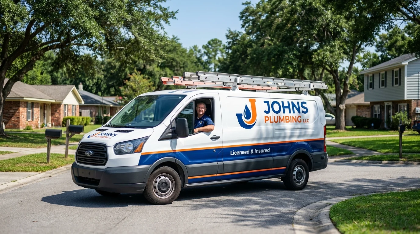 Johns Plumbing LLC service van in California, PA