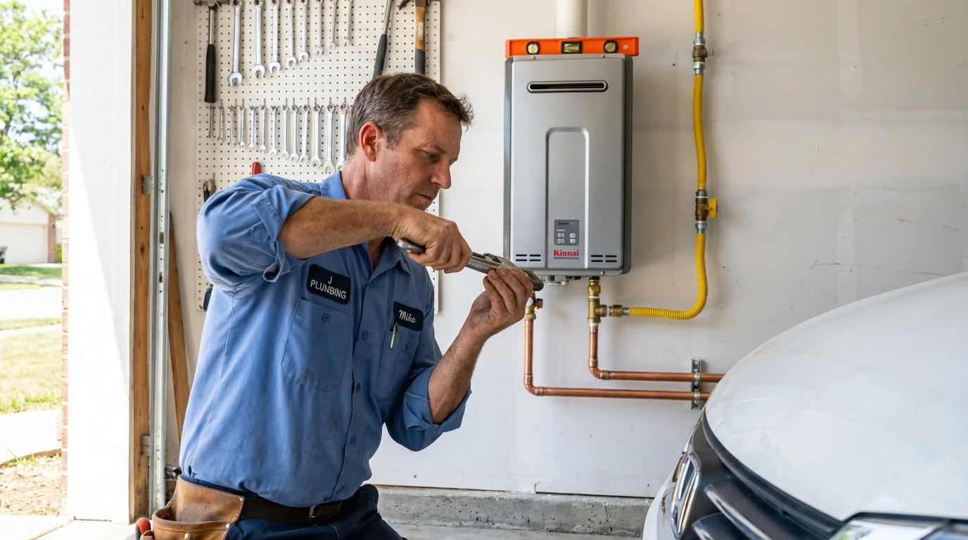 Tankless water heater installation by a Johns Plumbing LLC plumber in California